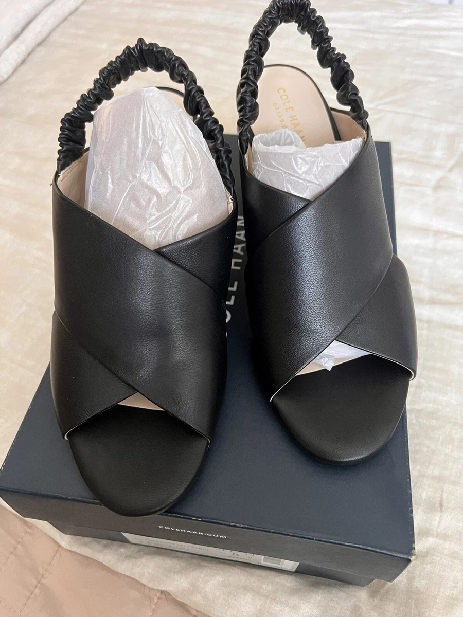 Cole Haan Anastasia City Sandal Black Leather Womens Size 8B NEW
