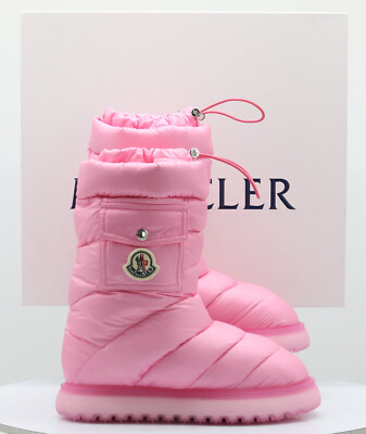 MONCLER GAIA POCKET MID WOMENS DOWN FILLED SNOW BOOTS PINK RRP