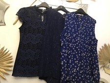 Bundle 3 size 12 sleeveless tops blue bonmarche dots  evening holiday