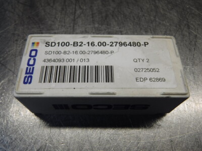 Seco Carbide Tip Drill Inserts QTY2 SD100-B2-16.00-2796480-P (LOC968B)