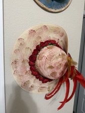 Derby Hat Sun Hat Beige Red Feather, Flower, Bow Accents, Wide Brim, Women