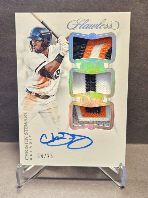 Christin Stewart 2019 FLAWLESS TRIPLE PATCH AUTO /25 TPA-CS Detroit Tigers