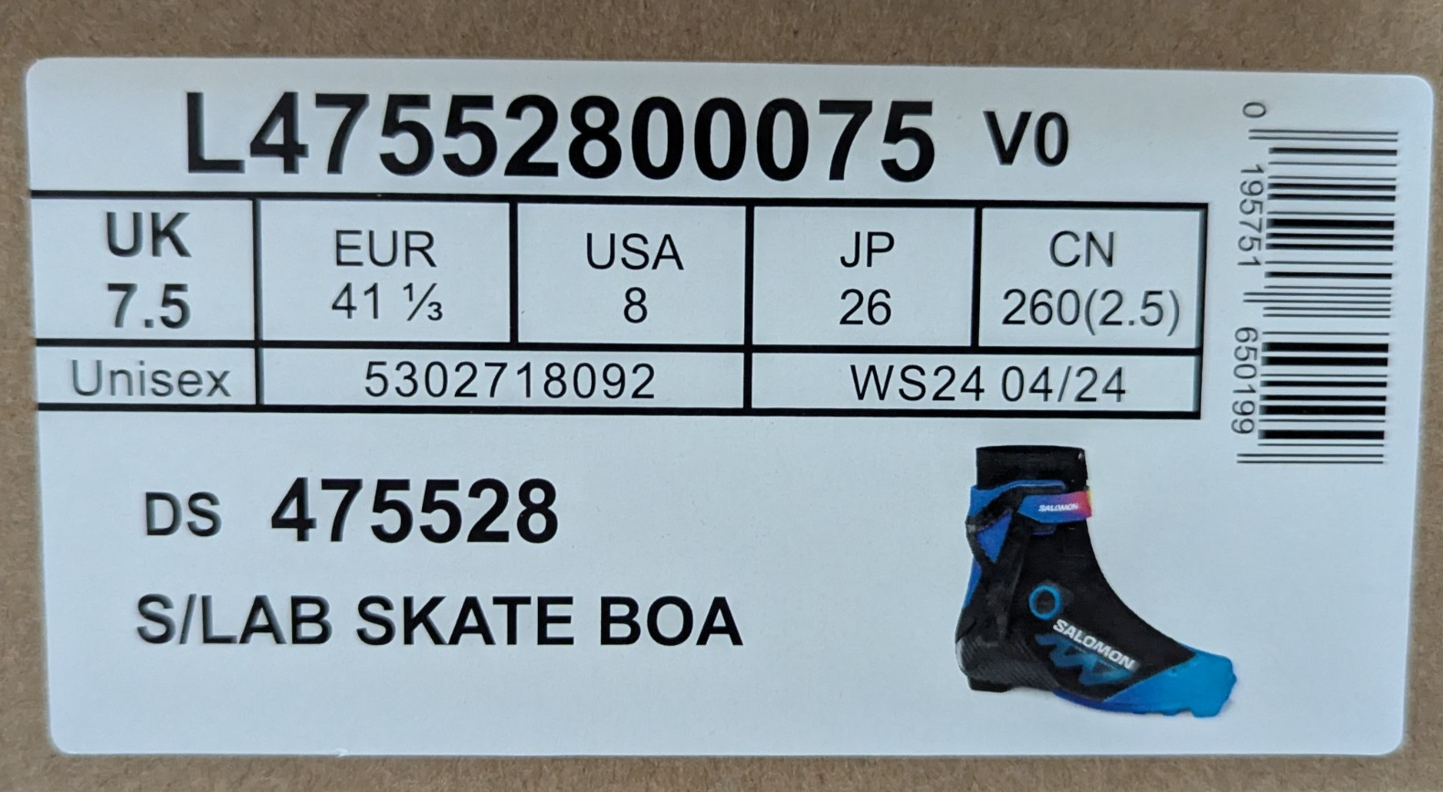 Stivali da skate boa Salomon S Lab UK7 5 US8 EUR 41 1 3