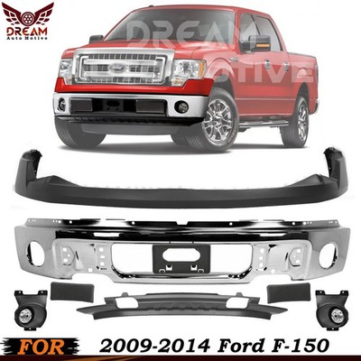 Front Bumper Chrome Steel & Lower Valance Kit For 2009-2014 Ford F-150