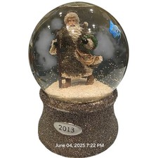 2013 Santa Musical Snow Globe Christmas Holiday plays "Jingle Bells" 5.5" tall