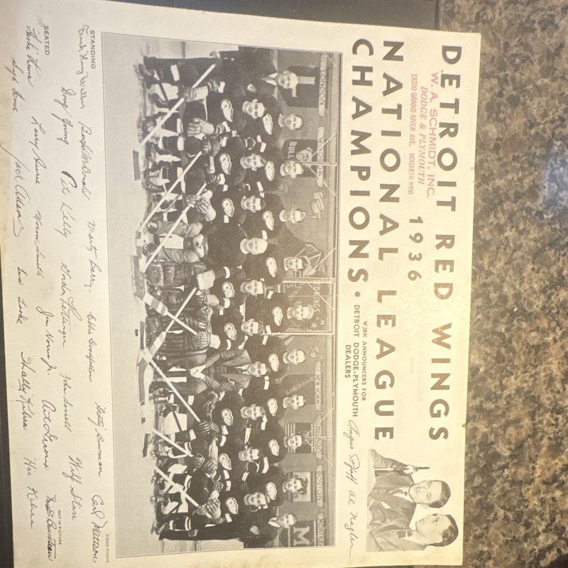 Detroit Red Wings 1936 National League Champions Vintage Hockey Team Photo
