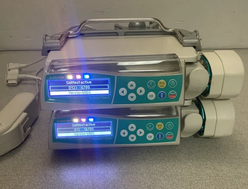 Set of 2 B Braun 8713030U Perfusor Space Pump w/ Accessories - Certified. 3/2027