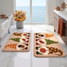 Bathroom Rug Set of 2, 16"x24" 20"x32", Gnome Dwarf