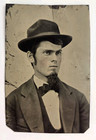 Antique Tintype Photo Handsome Young Victorian Man Goatee Hat Fashion Great Look