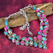 Cotton Candy Turquoise Gemstone Handmade Jewelry 925 Sterling Silver Necklace