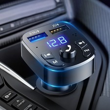 Bluetooth 5.0 FM Transmitter Auto MP3 Player QC3.0 USB Ladegerät Bass Boost LED