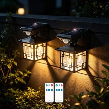 2X Motion Sensor LED Solar Powered Wall Light Security Lamp Door Light Garden UK