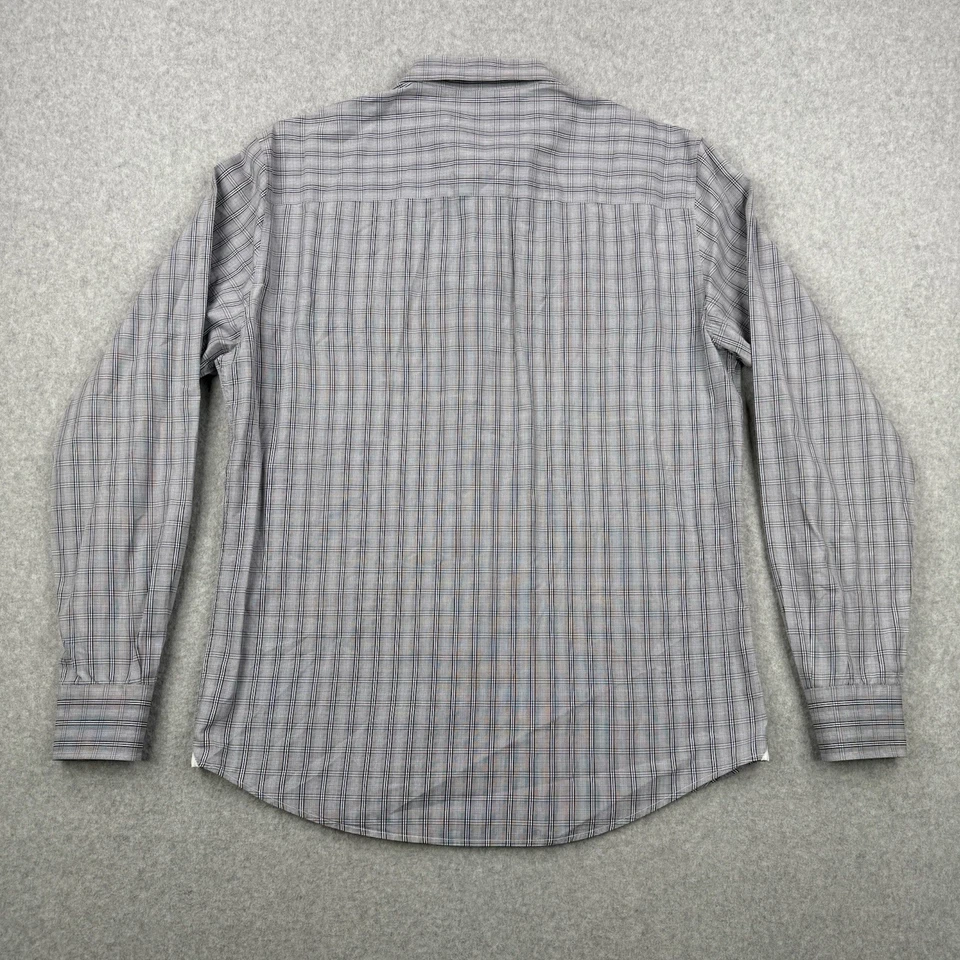 Camisa social Zegna masculina 17.5 44 cinza xadrez gota 8 ajuste botão para cima algodão - Imagem 4 de 4