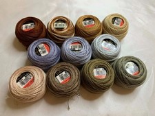 lot of 11 DMC 116 8 Perle Cotton Thread Balls, Size 8 brand new 188 earth tones