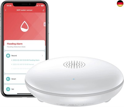 HEIMAN Wi-Fi Wasseralarm,Wasserwächter,WLAN Wassermelder mit Batterie,Smart 