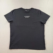 Abercrombie Soft AF Tee T Shirt Mens XL Black Short Sleeve Spellout Collar Logo