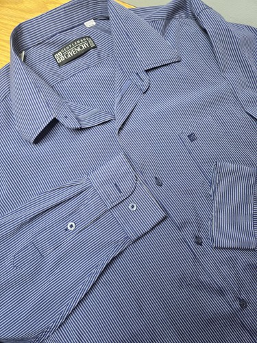 Gentleman Givenchy Longsleeve Button Up Sz 175/104A 43cm Blue White Stripe