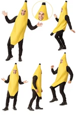 Unisex Funny Banana Costume Full Body Yellow Fruit Suit for Halloween Party