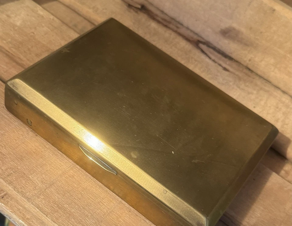 Vintage Gold Tone Metal Box Aged Empty Cigarette Storage Case #SPR10 - Image 2 of 4