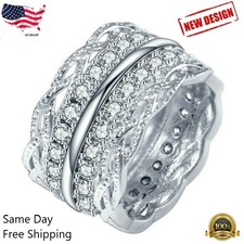 Gorgeous White Sapphire Promise Wedding Ring Engagement Jewelry Size 5-10