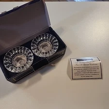 COLLECTOR'S CRYSTAL GALLERY GENUINE CRYSTAL CANDLEHOLDER SET OF 2 Pre Owned