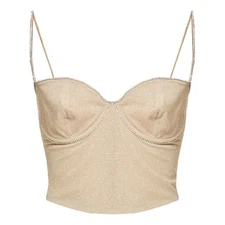 Mirror Palais Fairy Top in Diamond Sand / Glitter Corset, xxs