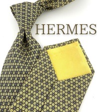 Beautiful Herm s Tie High Brand Geometric Pattern Yellow Luxury