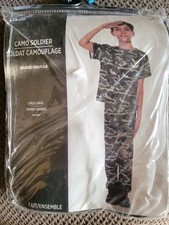 Camo Army Soldier Costume Halloween Military Camouflage Child Large 8-10 New