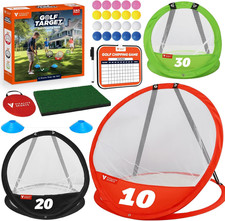 Golf Chipping Net Set - 3 Targets, Hitting Mat, 20 Balls for Indoor/Outdoor Fun