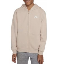 NWT Nike Boys Full Zip Fleece Hoodie Sanddrift Hooded Long Sleeve Size 6