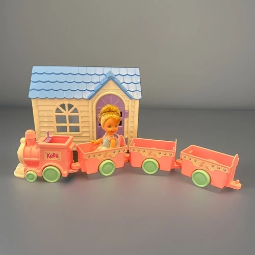 VTG Mattel Barbie Kelly Doll Nursery School And Train with 4 Cars 1990s
