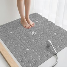 Yolife Square Shower Mat 27 X 27 Large Shower Mat Center Drain Hole Soft Tpe