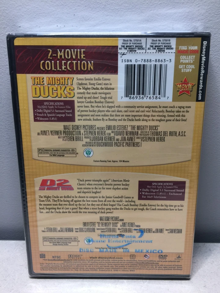 Disney The Mighty Ducks and D2 DVD movie collection hockey Estevez - Image 2 of 4