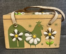 Enid Collins of Texas Vintage Original Wooden Box Purse SPRING CHICKENS Genuine