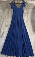 Lulus Romantic Fantasy Maxi Dress Womens Small Blue Fully Lined Off The Shoulder
