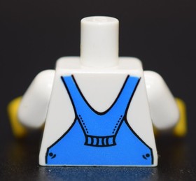 LEGO Minifigure Torso Blue Overalls White V Neck Shirt farmer worker 10218 7939