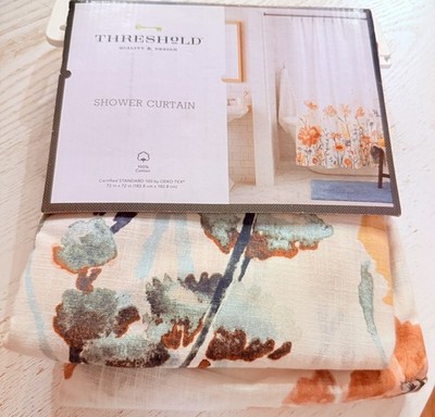 New THRESHOLD - Shower Curtain - NWT 72 x 72 Inch 100% Cotton Washable