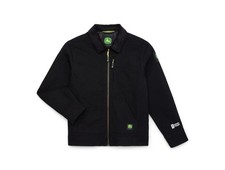 John Deere Boys Tractor Jacket Black Canvas Quilted S 6/7