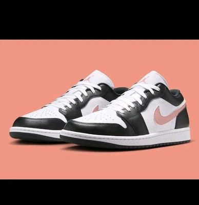 Nike Air Jordan 1 Low White Black Rust Pink 553558-165 Men's Size 9.5 Shoes NEW