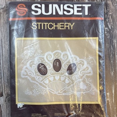 Sunset Stitchery Victorian Photo Gallery Fan Embroidery Kit Cottage Granny Core