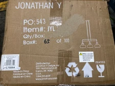 Jonathan Y Marlowe 32.5 in. 3-Light Oil Rubbed Bronze Clear Linear Pendant