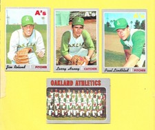 1970 Topps baseball  Oakland A's Team Lot of 4 cards VG/EXMT no creases