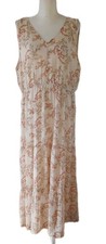 Impressions Maxi Dress 3X Tan Floral Boho Prairie Peasant Cottagecore Tiered NWT