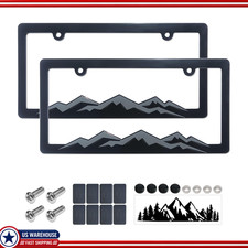 Mountain License Plate Frame 2 Pack Gray On Black Abs Plastic 3d Racolor Gray Mountain License Plate Frame 2 Pack Gray On Black Abs Plastic 3d Racolor Gray