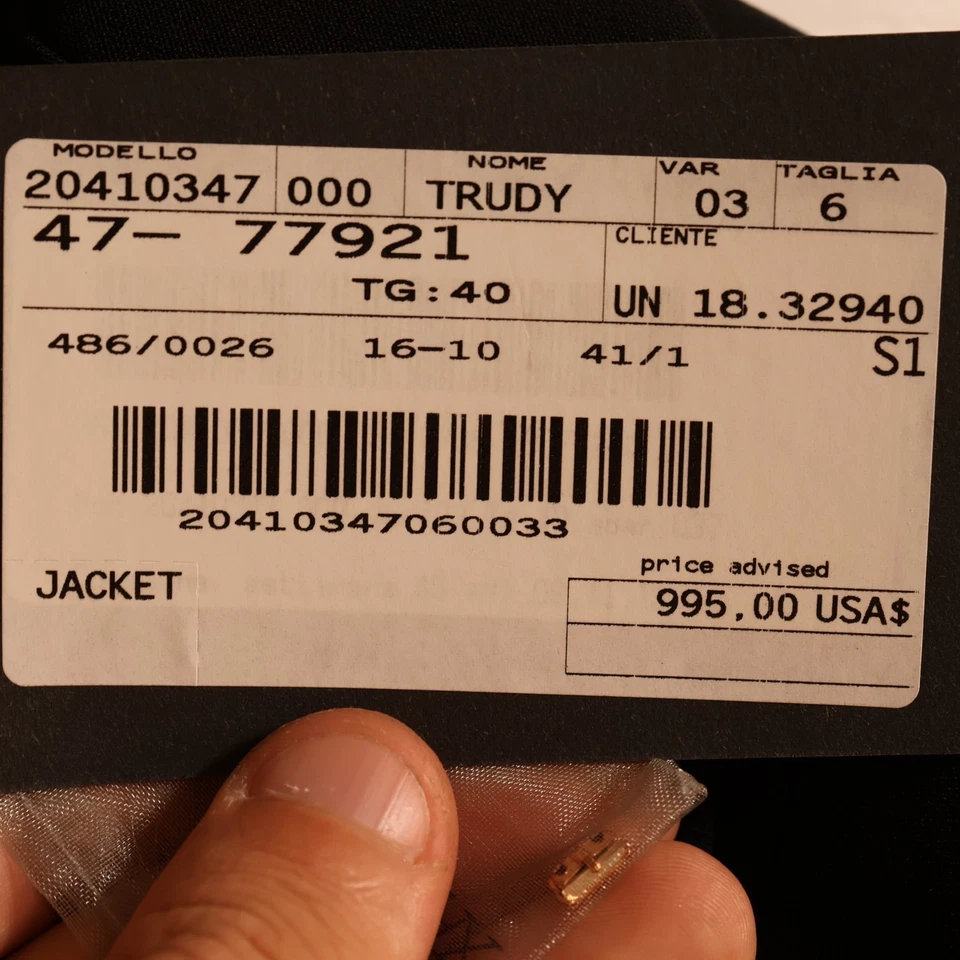 Blazer Sportmax Trudy Viscosa Azul Marino Frente Abierto Puños con Cremallera US 6/L Foto 4 de 4