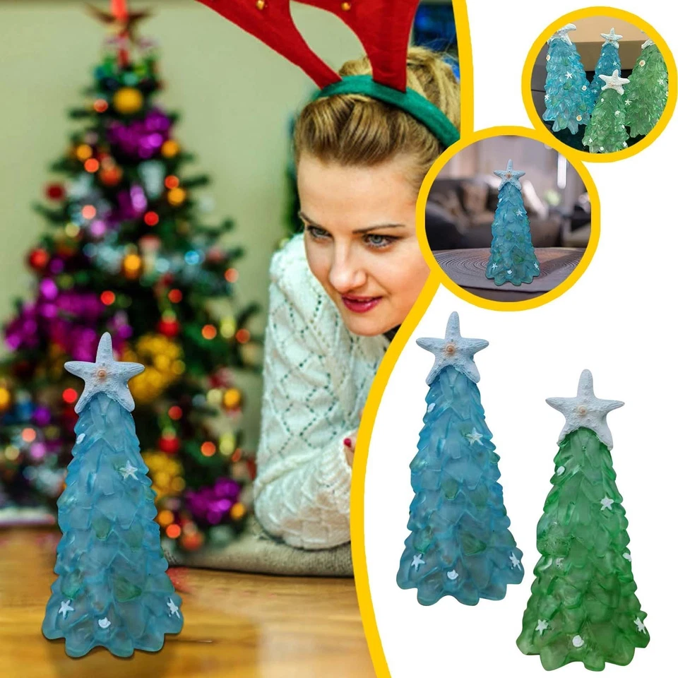 Turquoise Sea Starfish Christmas Tree Ornaments Glass Santa Tree Collectibles🎄 - Image 2 of 4