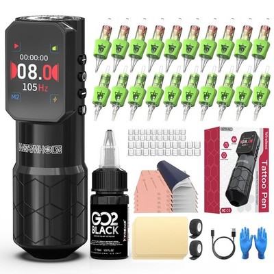 Gun Kit Wireless Tattoo Kit with 1500mAh Battery Smart Tattoo Pen Machine Pro...