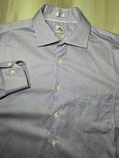 Peter Millar Nanoluxe Men's Purple Stripe Long Sleeve Button Up Shirt Sz 16/Long