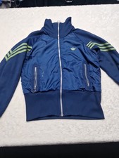 Ladies  Vintage 1990  Adidas Tracksuit Jacket Blue Green Three Stripe