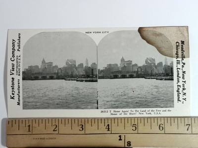 Keystone View Company Stereoview Card New York City Lower Manhattan Waterfront